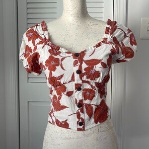 Monteau Los Angeles Floral Crop Top - Women's M - cinnamon+white+lilac